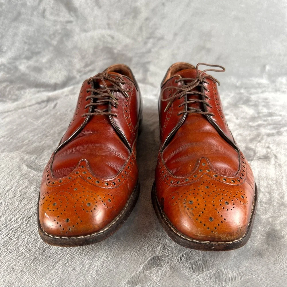 Allen Edmonds Caufield Wing-Tip Oxfords 11 D Made in USA Chestnut Leather Preppy